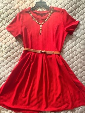 Fit and Flare Dress (Vibrant Red)
